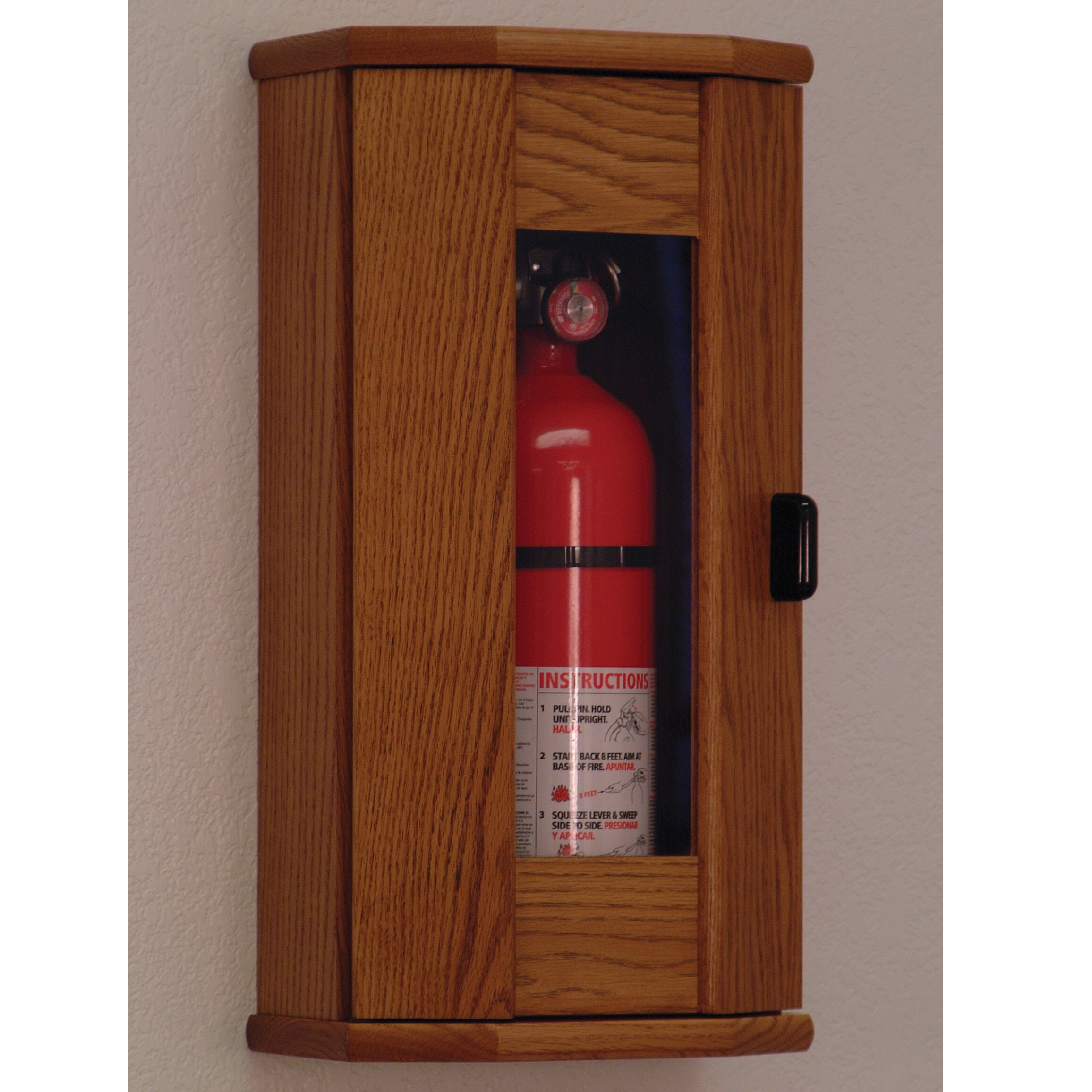 wooden fire extinguisher mount