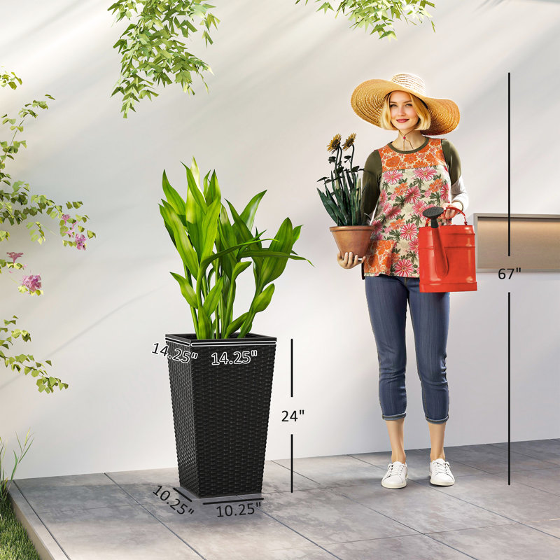 Jardinières noires durables, style moderne haut en polypropylène pour l'intérieur extérieur
