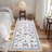 Floral Machine Washable Rug with Non-Slip Backing, Soft Thin Low Pile Non Shedding Floor Carpet, Indoor Foldable Printed Accent Mat for Living Room/Nursery/Bedroom-1177223459