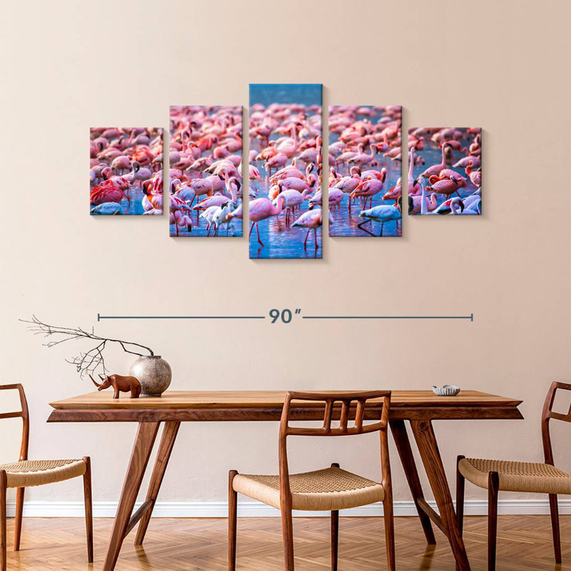 Flamingos In Water, 42" H x 92" W