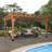 Ensemble de pergola d'extérieur en bois de cèdre 16 pi x 12 pi avec toit en treillis et PowerPort Backyard Discovery Beaumont