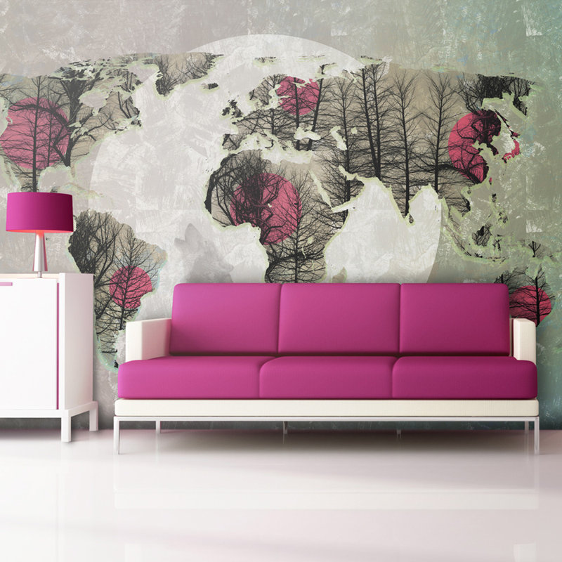 Map of the World - Howling to the Moon Wallpaper, 231cm x 300cm