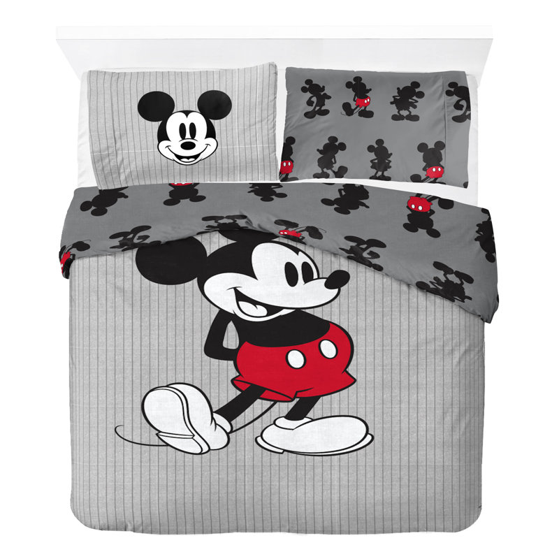 Mickey Mouse Stripes 100% Cotton Double Duvet Cover Set