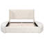 Grand lit plateforme tapissier grand avec tête de lit à oreilles, tiroir et tabourets semi-circulaires - bien conçu pour la tête de chambre à coucher, 1 rangement spacieux sur 2 côtés-130149961