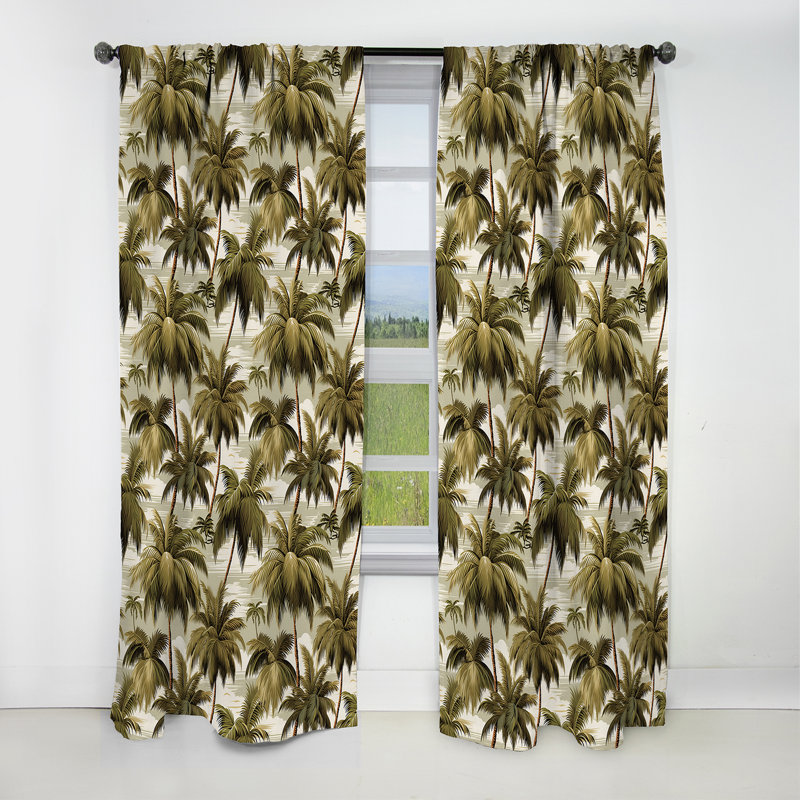 Motif tropical Tranquil Palms - Rideau floral - Rideau occultant floral - 1 panneau, L 52 po x L 63 po