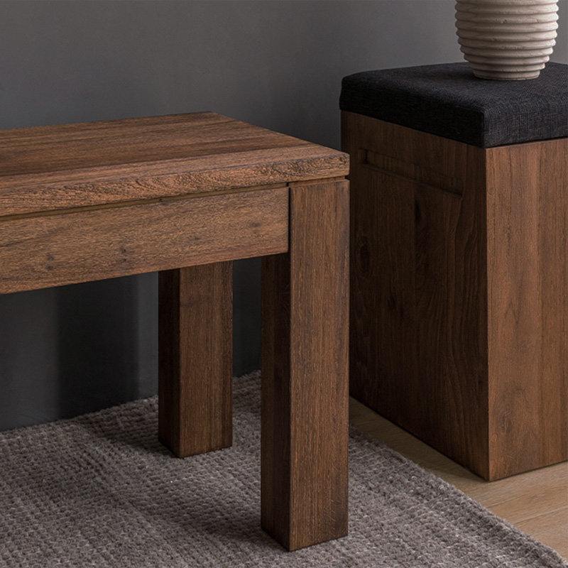 Long tabouret multifonctionnel en bois massif entièrement en bois massif, H 17,71 po x l 62,99 po x P 14,17 po