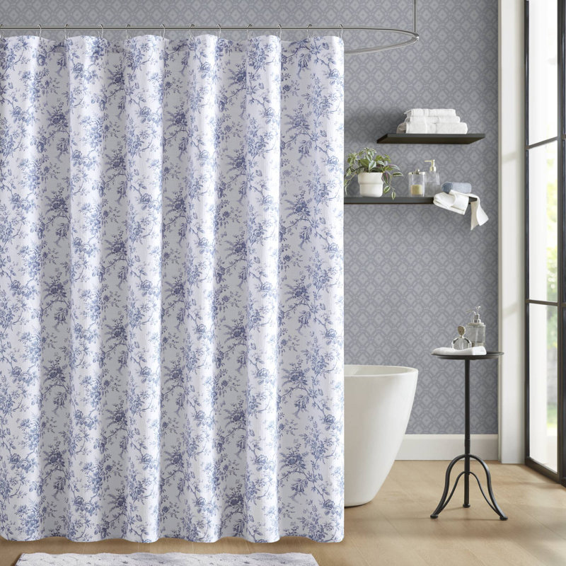 Rideau de douche Walled Garden, Bleu, H 84 po x l 72 po