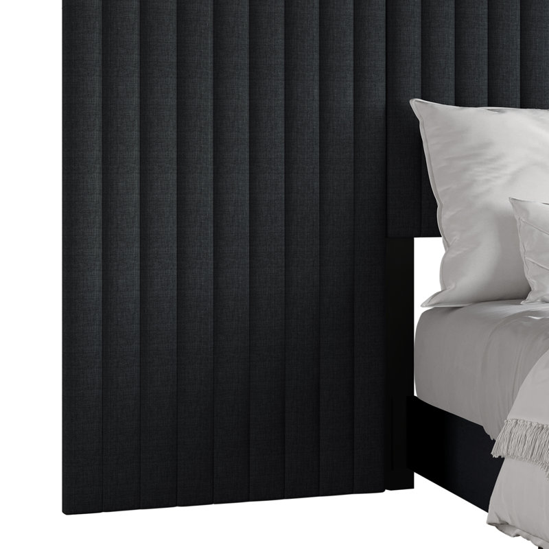 LIT MURAL DE GRANDE TAILLE EN LIN GRIS GRIS, Grand, Gris anthracite