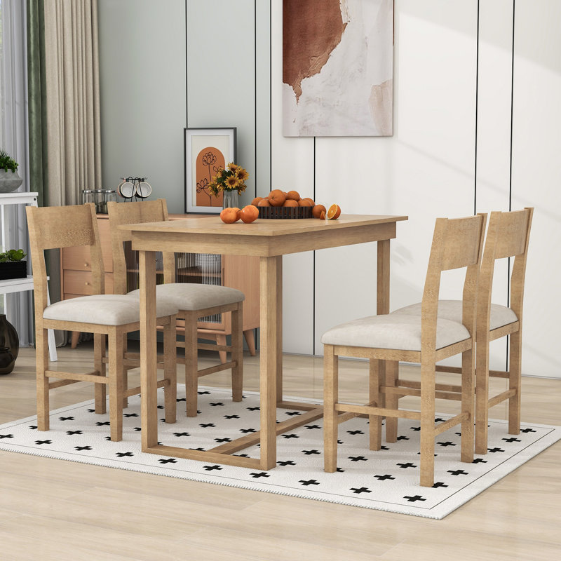 Laubin 6 - Piece Trestle Dining Set, Rectangular Dining Table and 4 Dining Chairs, Brown