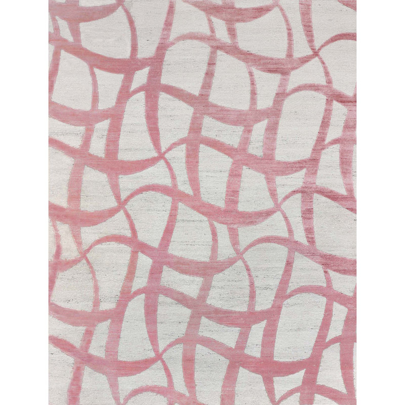 Geometric Area Rug in Pink/Ivory, Rectangle 10' x 14'