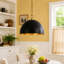 Grand luminaire suspendu pour îlot de cuisine 1 lumière à dôme noir à intensité variable 17,7 po Hylia-1606028002