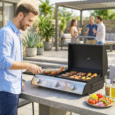 Outsunny 3 - Burner Countertop, Portable 9500 BTU BTU Gas Grill