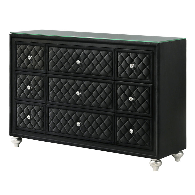 Commode horizontale traditionnelle à neuf tiroirs