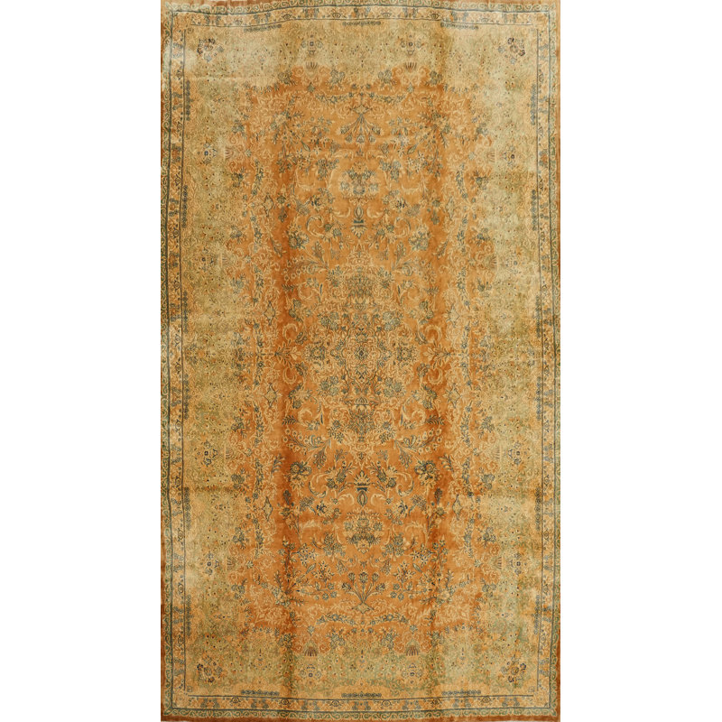 Tapis traditionnel floral à teinture végétale 11 x 20