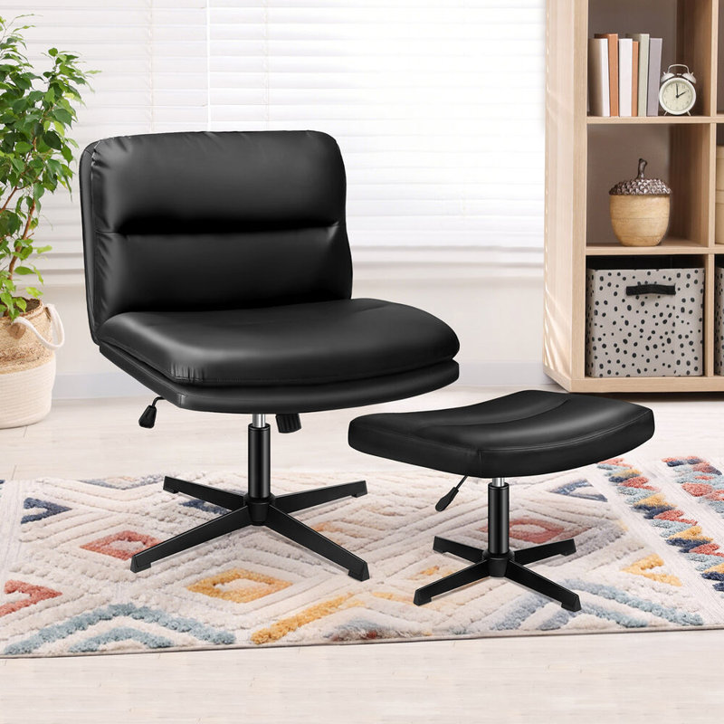 Criss Cross Chair, Faux Leather, Black
