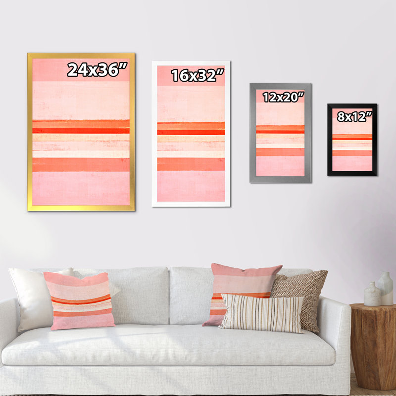 Rose et orange, champs de couleurs - peinture sur toile, Cadre noir, H 20 po x l 12 po x P 1 po