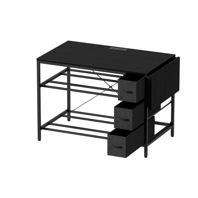 Support pour imprimante 3D avec support à filament réglable, station de charge et bureau pliant, établi en métal robuste avec tiroirs, poste de travail d'imprimante à cadre ouvert pour la maison et l'atelier