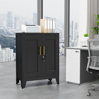 Small Metal Filing Office Storage Cabinet with 2 Doors and Lock