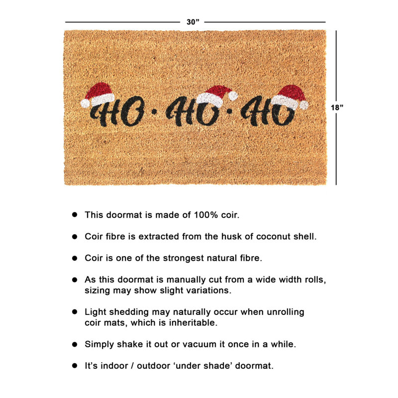 Tapis d'entrée antidérapant Holmger Ho Ho Ho 30 po x 18 po