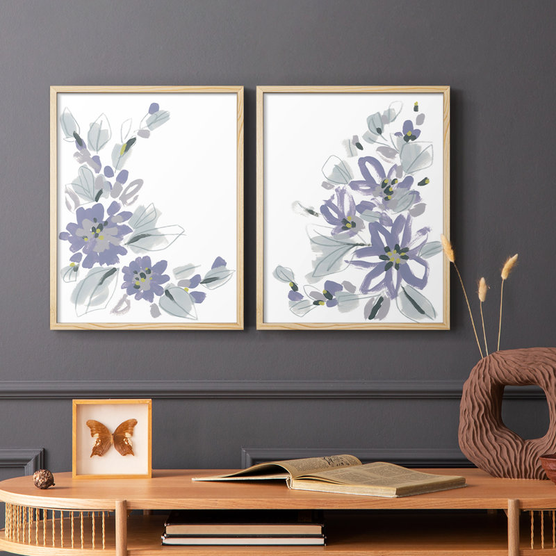 Periwinkle Patch III - reproduction encadrée de qualité supérieure - prête à être accrochée - aucun clou requis - aucun clou requis