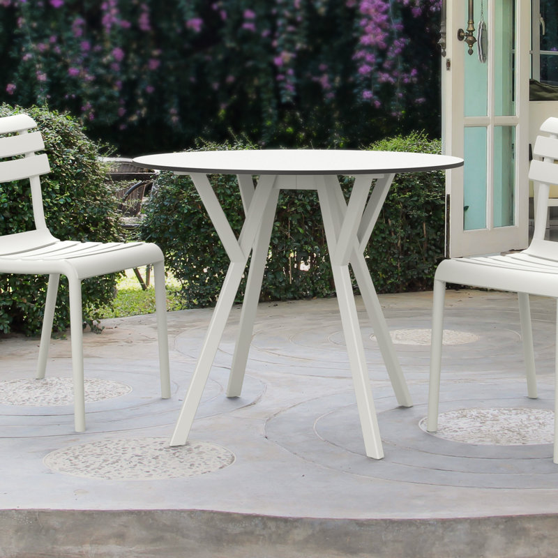 Lexington Round Outdoor Dining Table , 35.4'' in. W 35.4'' in. D, White