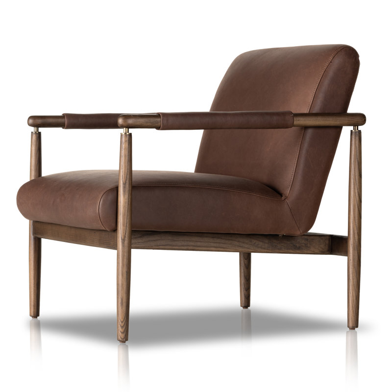 Markia Armchair, Brickhouse Dark Brown Genuine Leather
