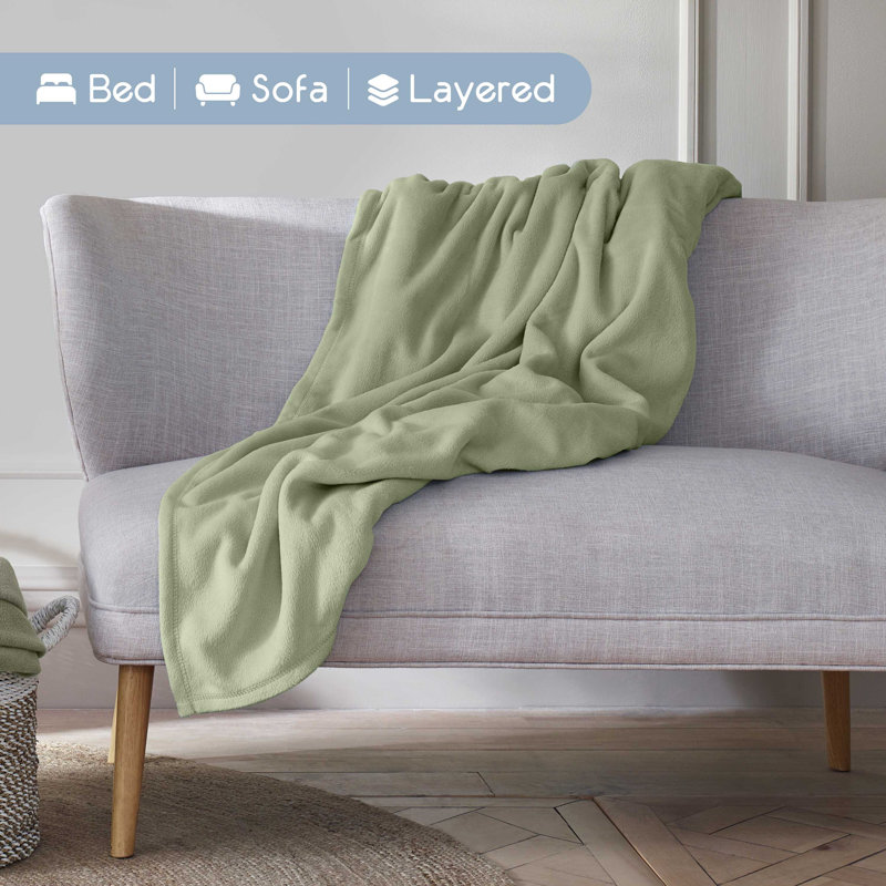 Twin Desert Sage Fleece Sherpa Reversible Blanket