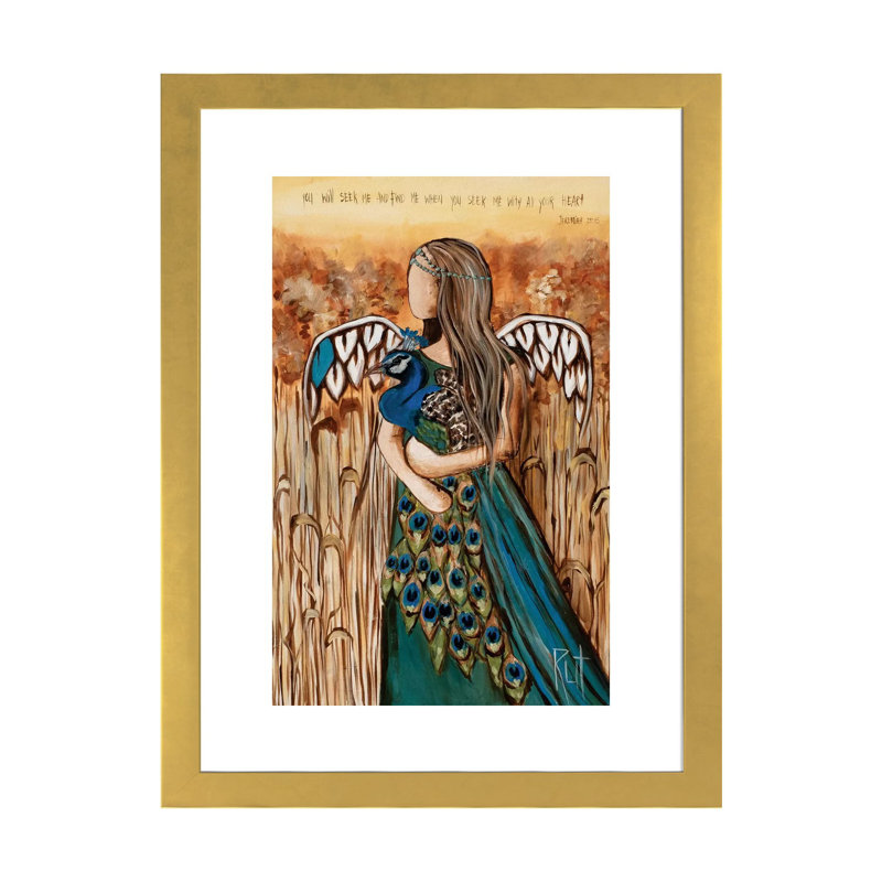 Art creations par rut art Creations, reproduction d’art, Papier encadré doré, Blanc, H 16 po x l 24 po x P 1 po