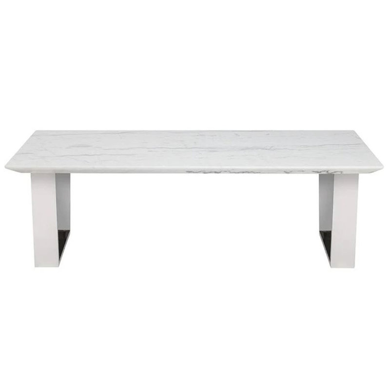 Trebol Faux Marble Coffee Table, Silver
