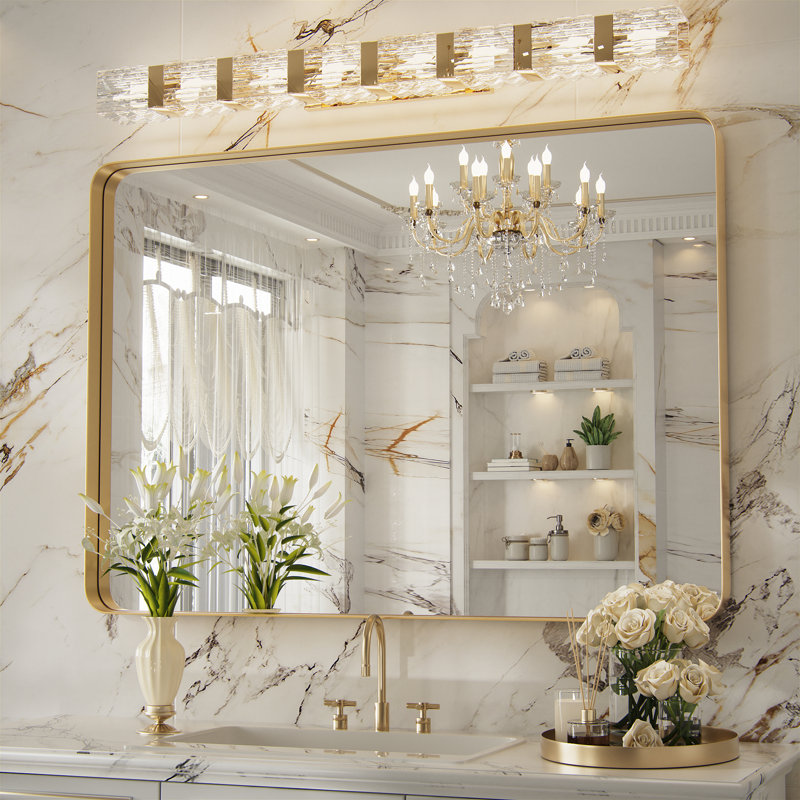 PrimePlus Rectangle Wall Mirror Bathroom Vanity Mirror, Gold, 40" x 30"