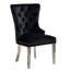 De 2 fauteuils à oreilles noirs en flanelle, dossier rembourré, pieds, revêtement de salle à manger classique de construction unie, boutons-1828865535