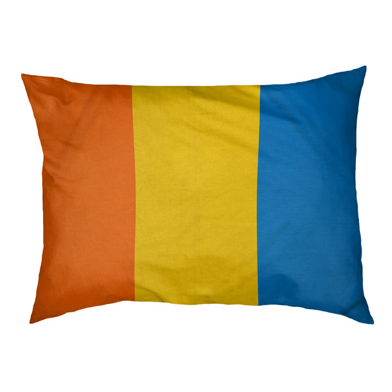 Coussin rectangulaire designer Miami, Grand (L 40 po x l 50 po), Rouge orangé / jaune / bleu