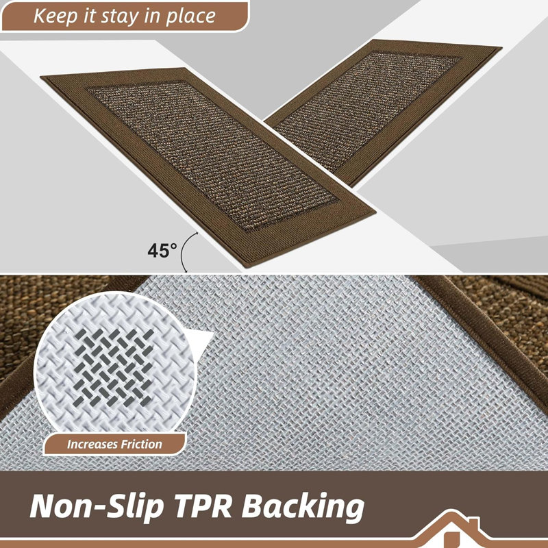 Tapis antidérapants lavables, 32 po x 48 po, Brun