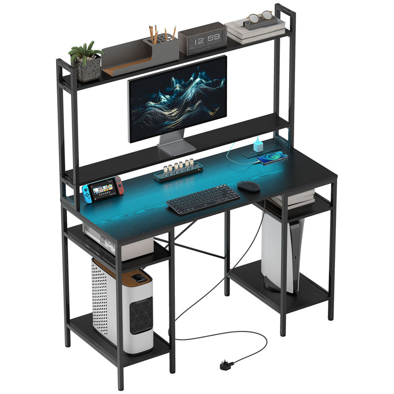 Metal Base Writing Desk,Computer Desk, Black/Black