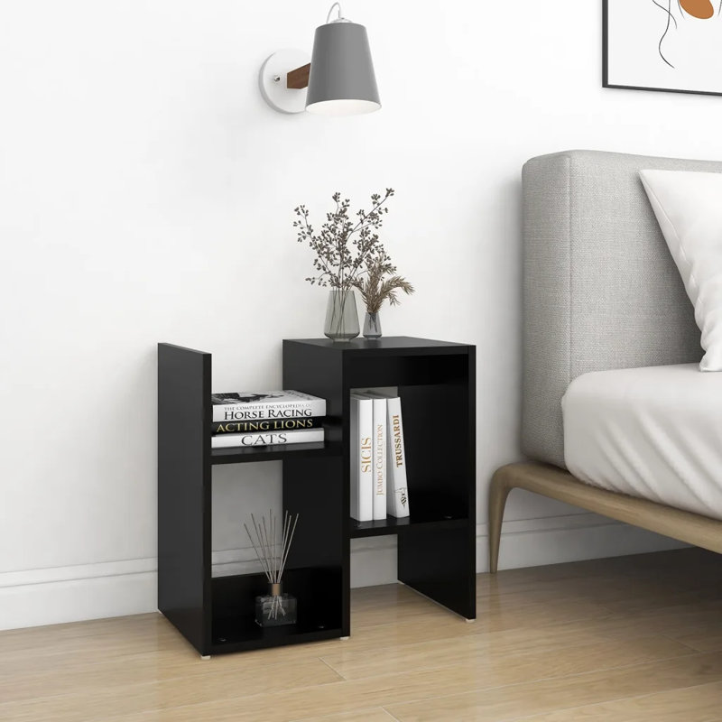 Gillet 50cm W Bedside Table, Black, 2