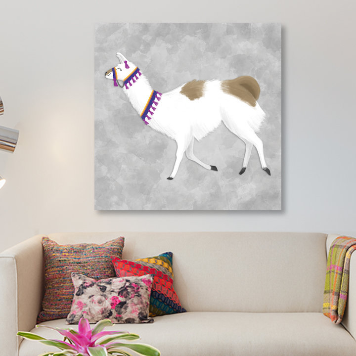« jolie llama iv », impression sur toile tendue, H 48 po x l 48 po x P 1,5 po, Toile tendue, Pas de tapis