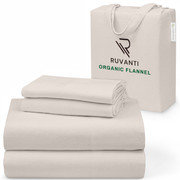Literie RUVANTI en flanelle 100 % coton biologique, taille King, bleu ciel, Split King, Baby Blue