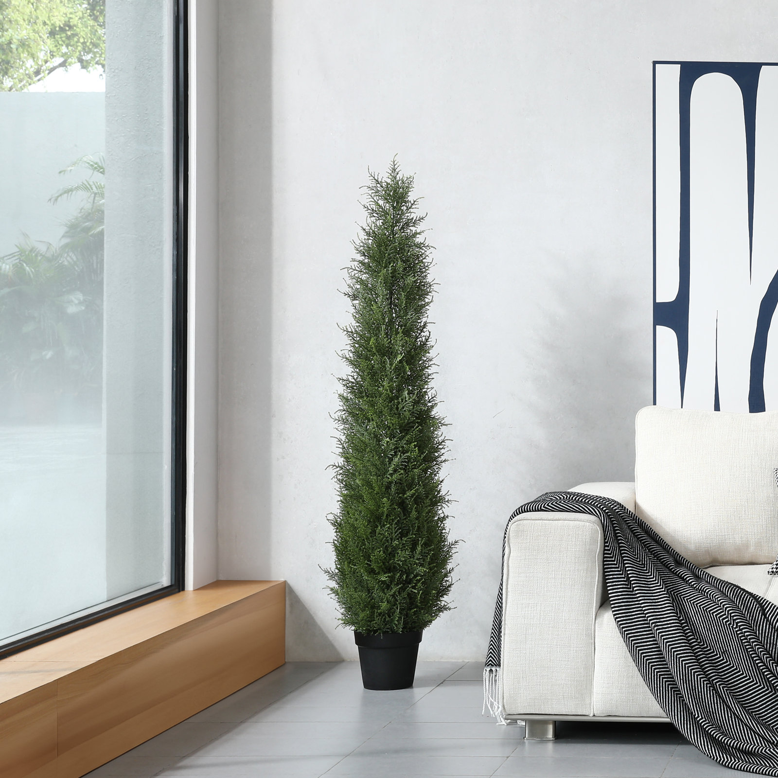 Adcock Cypress Topiary in Pot, 60" H x 20" W x 20" D