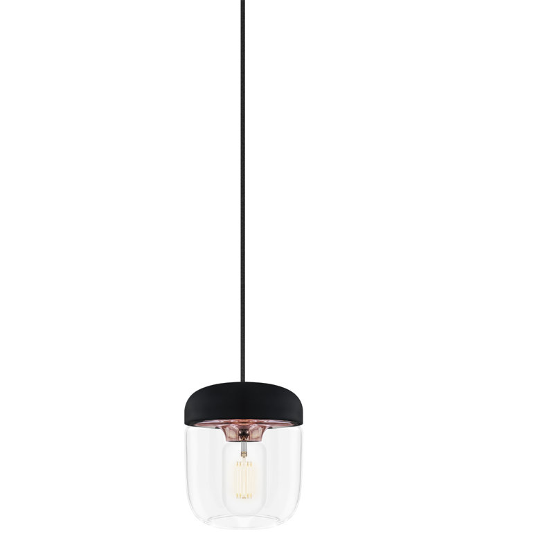 Luminaire suspendu en pot 1 lumière Hisako, Cuivre poli, Noir