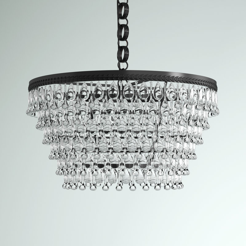 Beno 6 - Light Dimmable Tiered Chandelier, Black
