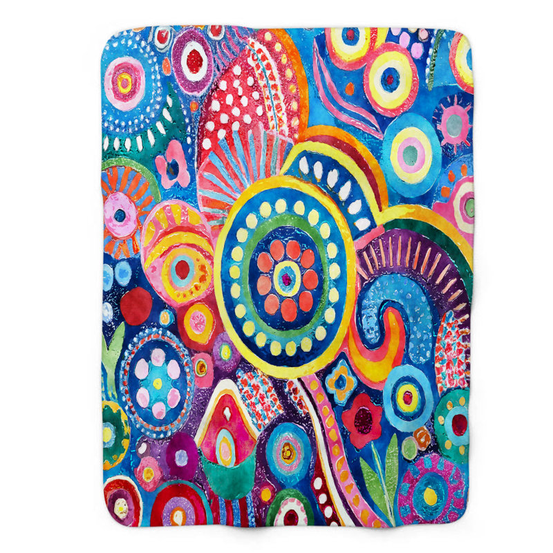 Psychedelic Pulse Pattern Throw Blanket, 50" W x 60" L