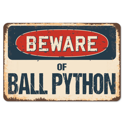 Decal-Ball Python_Beware Of Ball Python Rustic Sign Signmission Classic Plaque Décoration