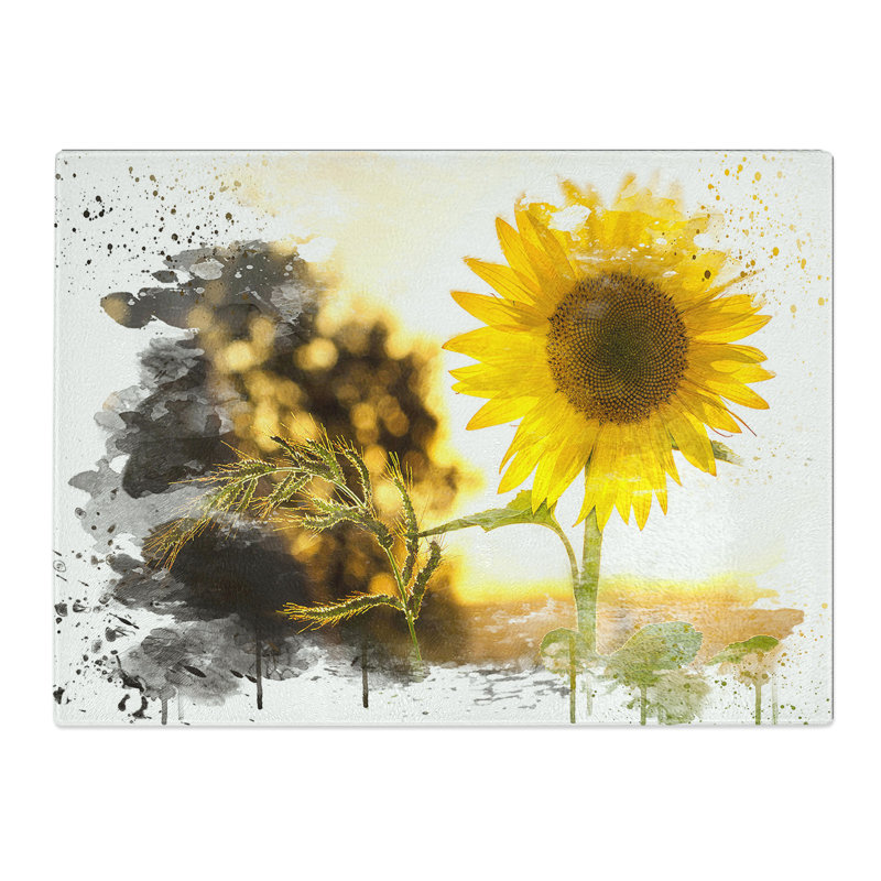 Flower The Yellow Sunflower V3  Glass Chopping Board