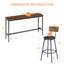 Ensemble de longue table de bar avec 3 tabourets de bar rembourrés en polyuréthane, table de bar industrielle et chaises de salle à manger-1907155343-1907155336