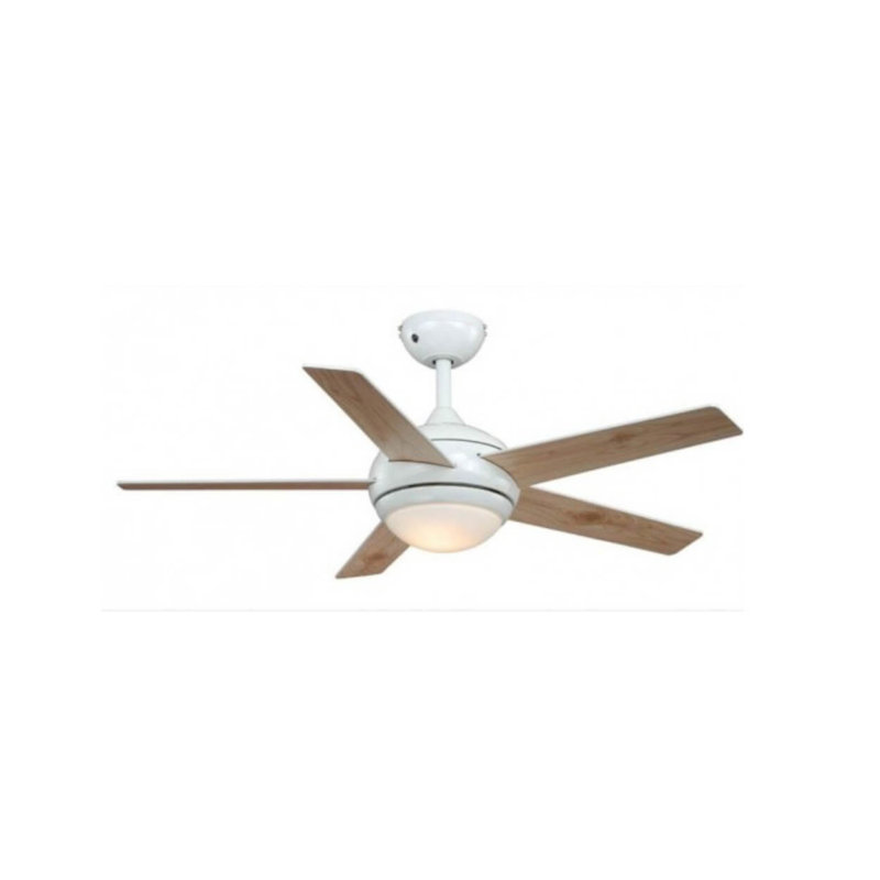 112cm Ceiling Fan with Light Kit, White/Pine