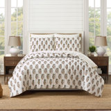 Mughal Flower Block Print 3-Piece Quilt Set
