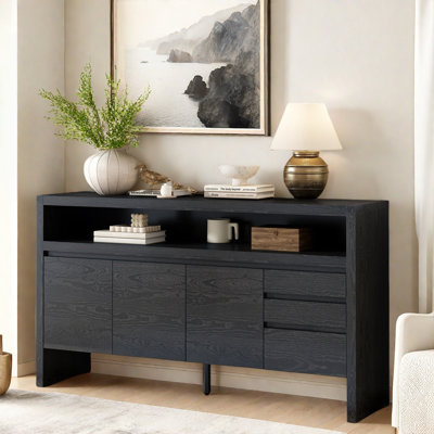 3-door Sideboard With 3 Drawers, A Semi-open Shelf And A Cable Hole by Ebern Designs