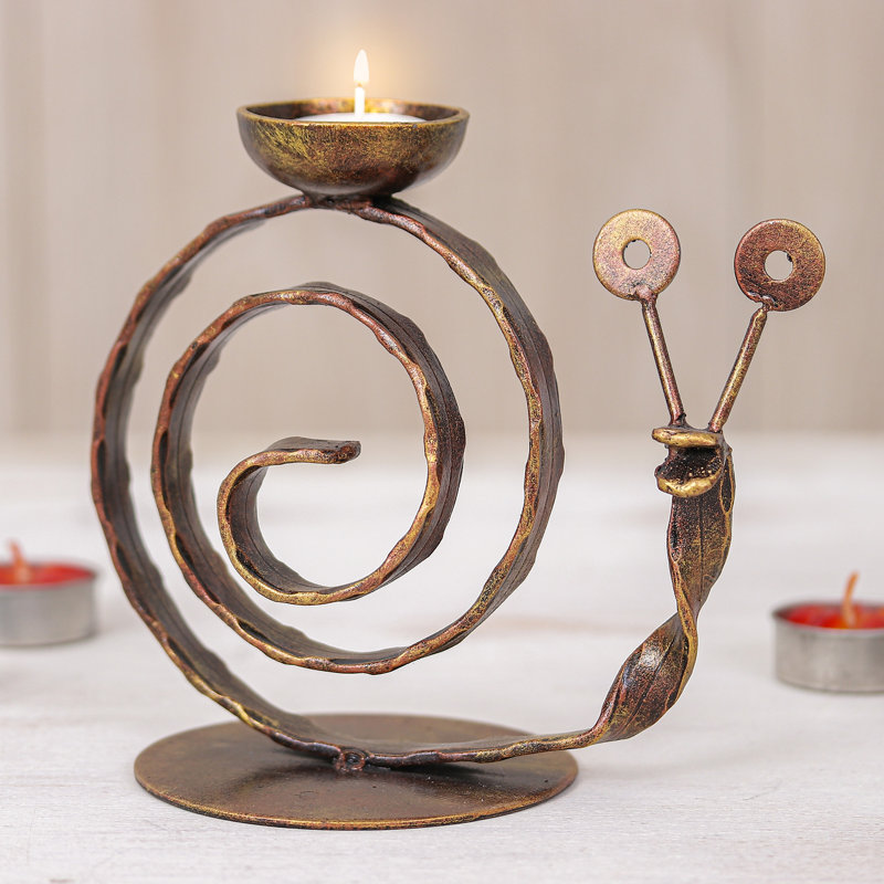 Trinx Handmade Happy Snail Iron Tealight Holder