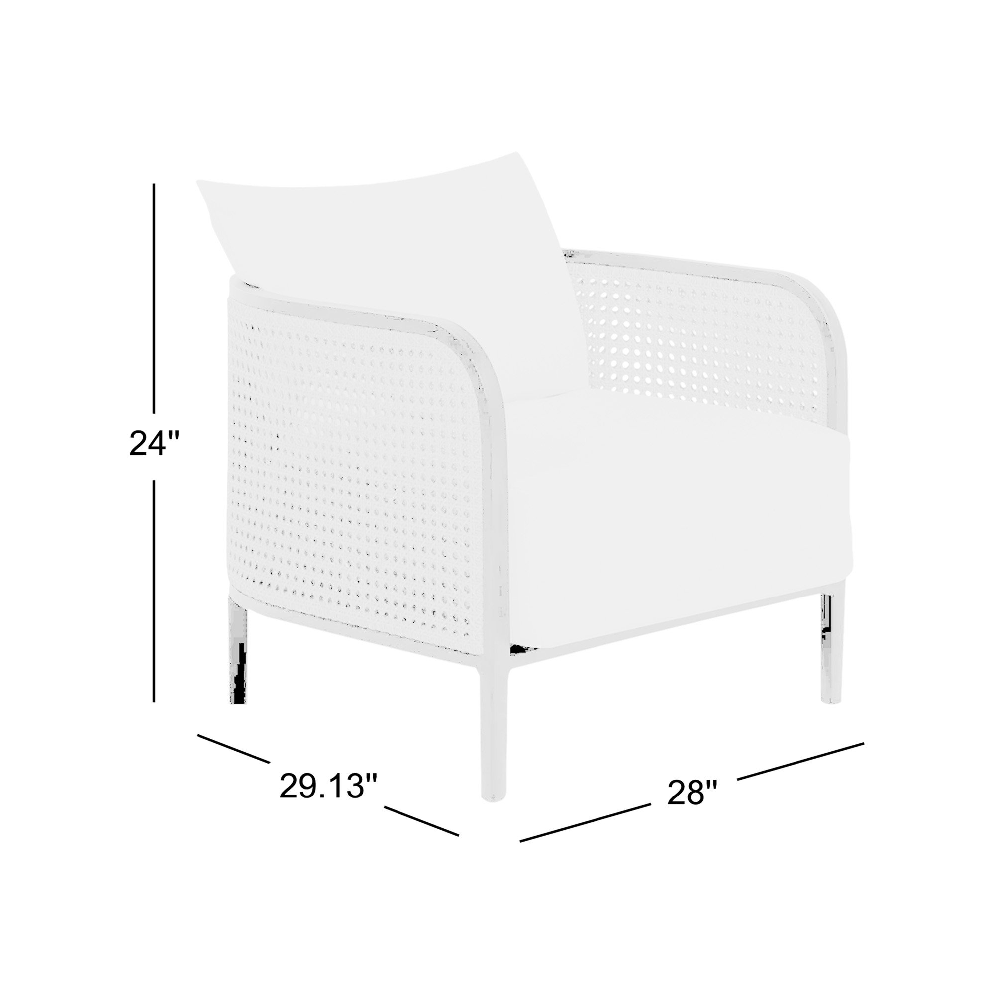 Havana Cane N-Dura Resin Wicker Outdoor Lounge Chair, No welt + Standard fill, Perigold Play Cameo, Chalk/Natural Resin