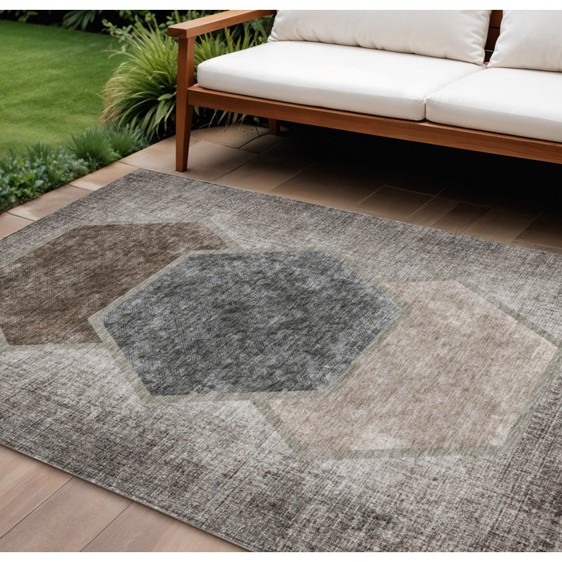 Tapis intérieur / extérieur taupe lavable 10 'x 14'
